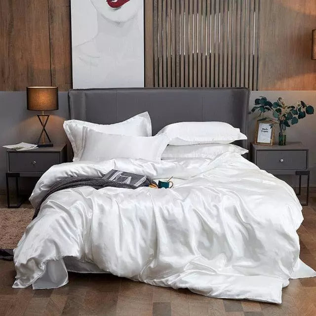 Conjunto de Roupas de Cama de Cetim Funnry™ 4 Peças / Luxo & Requinte para seu quarto!