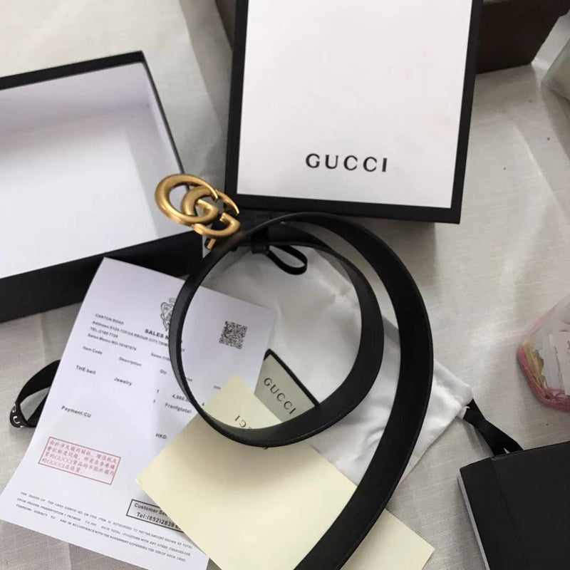 CINTO GUCCI DE COURO COM FIVELA DUPLO G