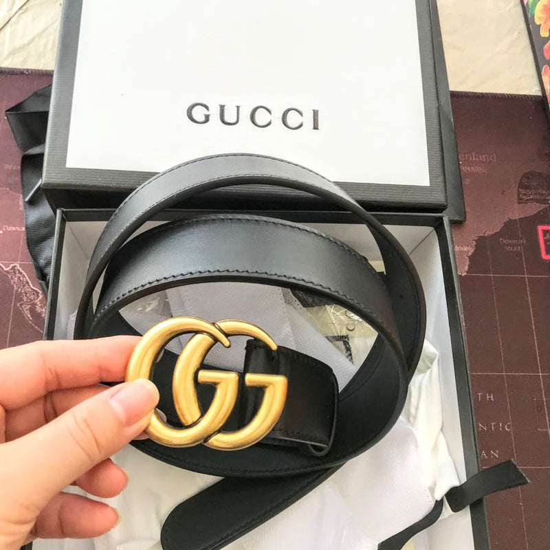 CINTO GUCCI DE COURO COM FIVELA DUPLO G