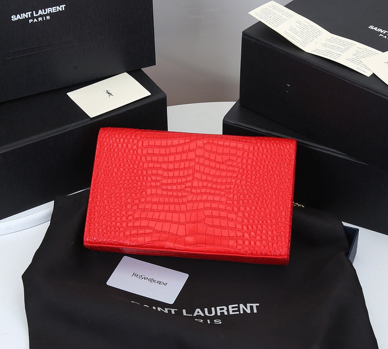 SAINT LAURENT KATE MONOGRAM CROCODILO COM TASSEL