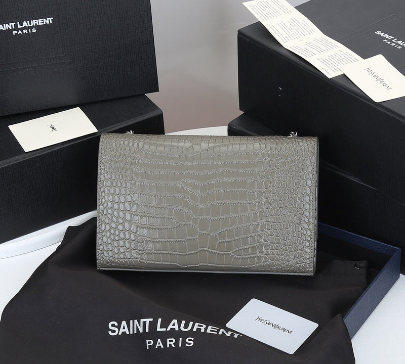 SAINT LAURENT KATE MONOGRAM CROCODILO COM TASSEL