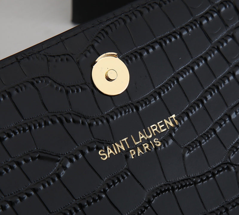 SAINT LAURENT KATE MONOGRAM CROCODILO COM TASSEL