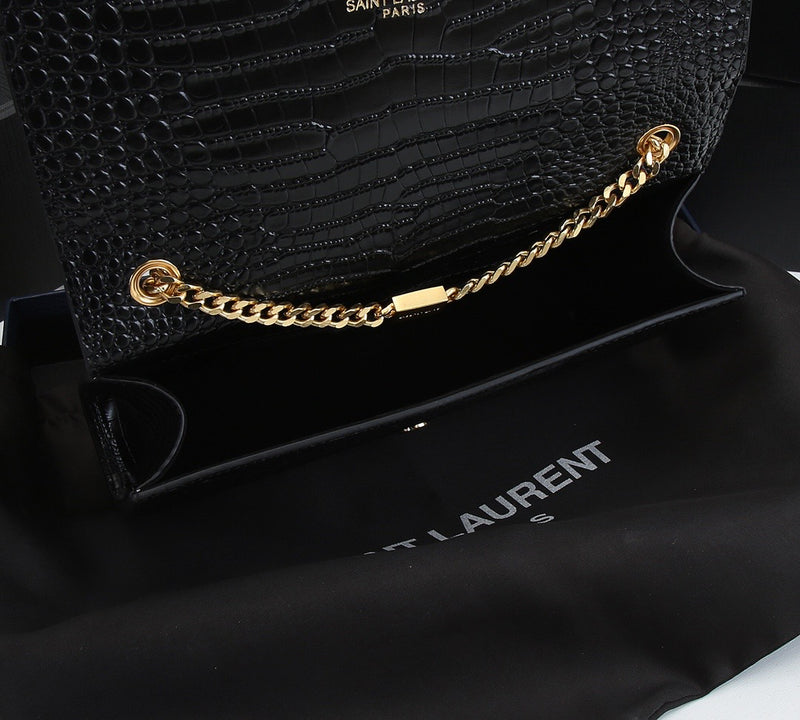 SAINT LAURENT KATE MONOGRAM CROCODILO COM TASSEL