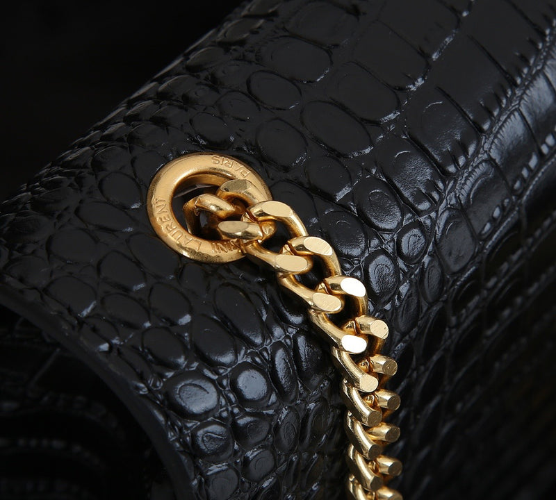 SAINT LAURENT KATE MONOGRAM CROCODILO COM TASSEL