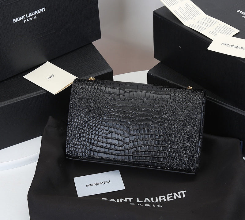 SAINT LAURENT KATE MONOGRAM CROCODILO COM TASSEL