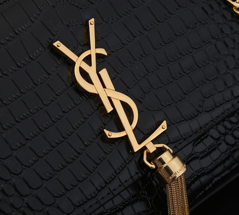 SAINT LAURENT KATE MONOGRAM CROCODILO COM TASSEL