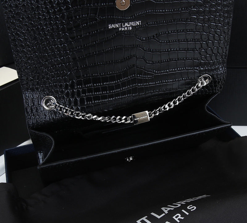 SAINT LAURENT KATE MONOGRAM CROCODILO COM TASSEL