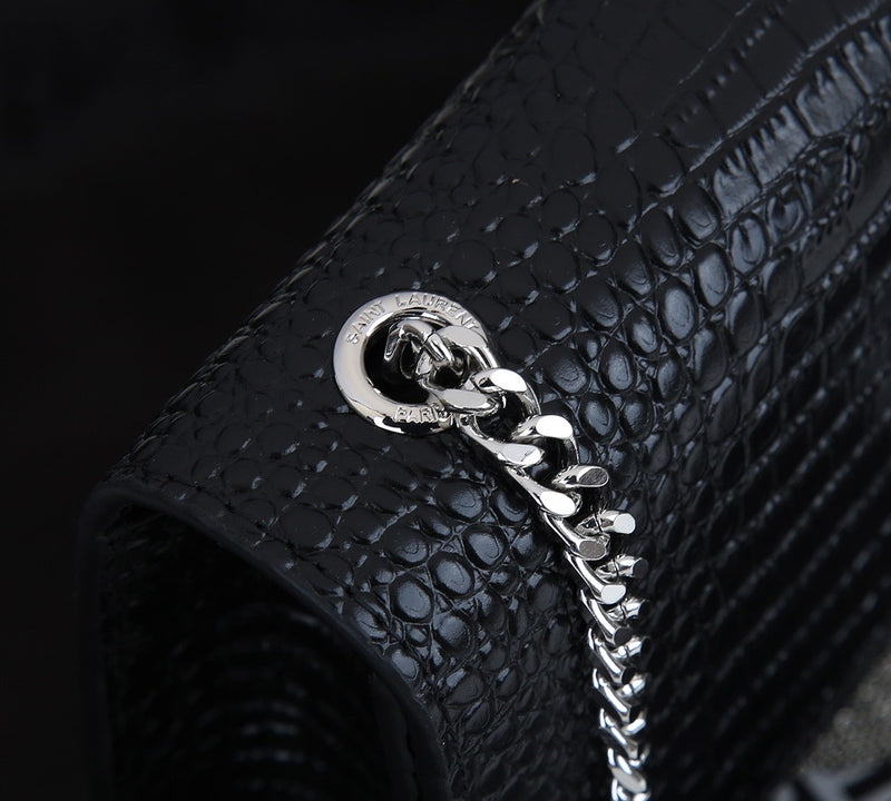 SAINT LAURENT KATE MONOGRAM CROCODILO COM TASSEL