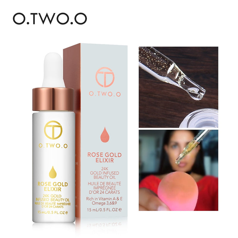 O.TWO.O - Óleo Facial Hidratante para Branqueamento, Óleo Essencial de Maquiagem, Cuidado com a Pele, Elixir Ouro Rosa 24k, Anti envelhecimento para todos os Tipos de Pele! - MG Shop Store