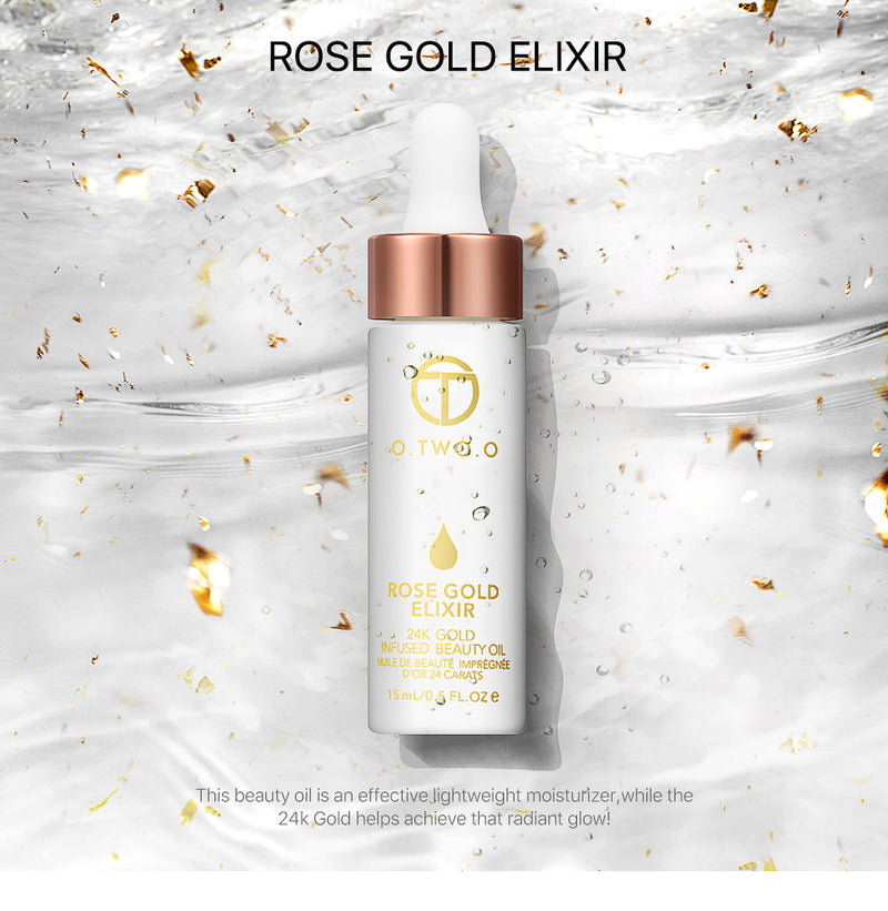 O.TWO.O - Óleo Facial Hidratante para Branqueamento, Óleo Essencial de Maquiagem, Cuidado com a Pele, Elixir Ouro Rosa 24k, Anti envelhecimento para todos os Tipos de Pele! - MG Shop Store